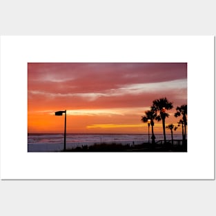 Multicolor Sunset in Palm Trees in Panama City Beach Florida Posters and Art